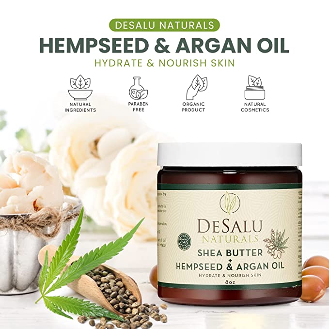 Desalu Naturals Pure African Shea Butter with Hemp Seed Oil & Argan Oil: Unscented