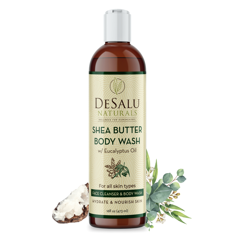 Desalu Naturals Shea Butter Body Wash with Eucalyptus Oil.